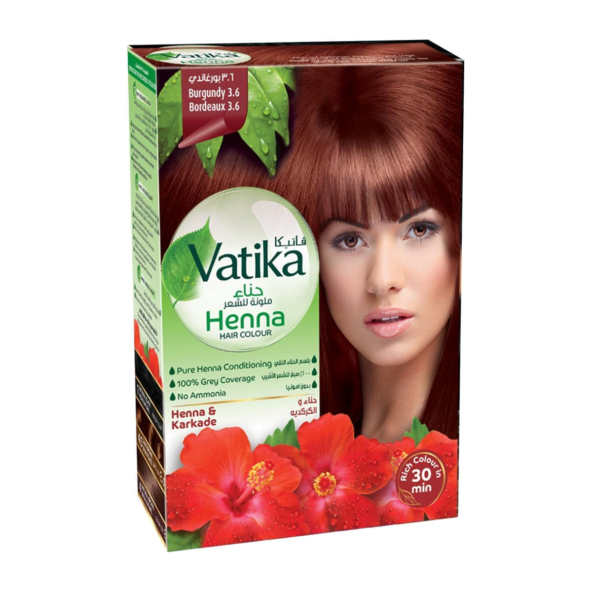HENNA VATIKA - Coloration pour Cheveux au Henné - Bordeaux 60g