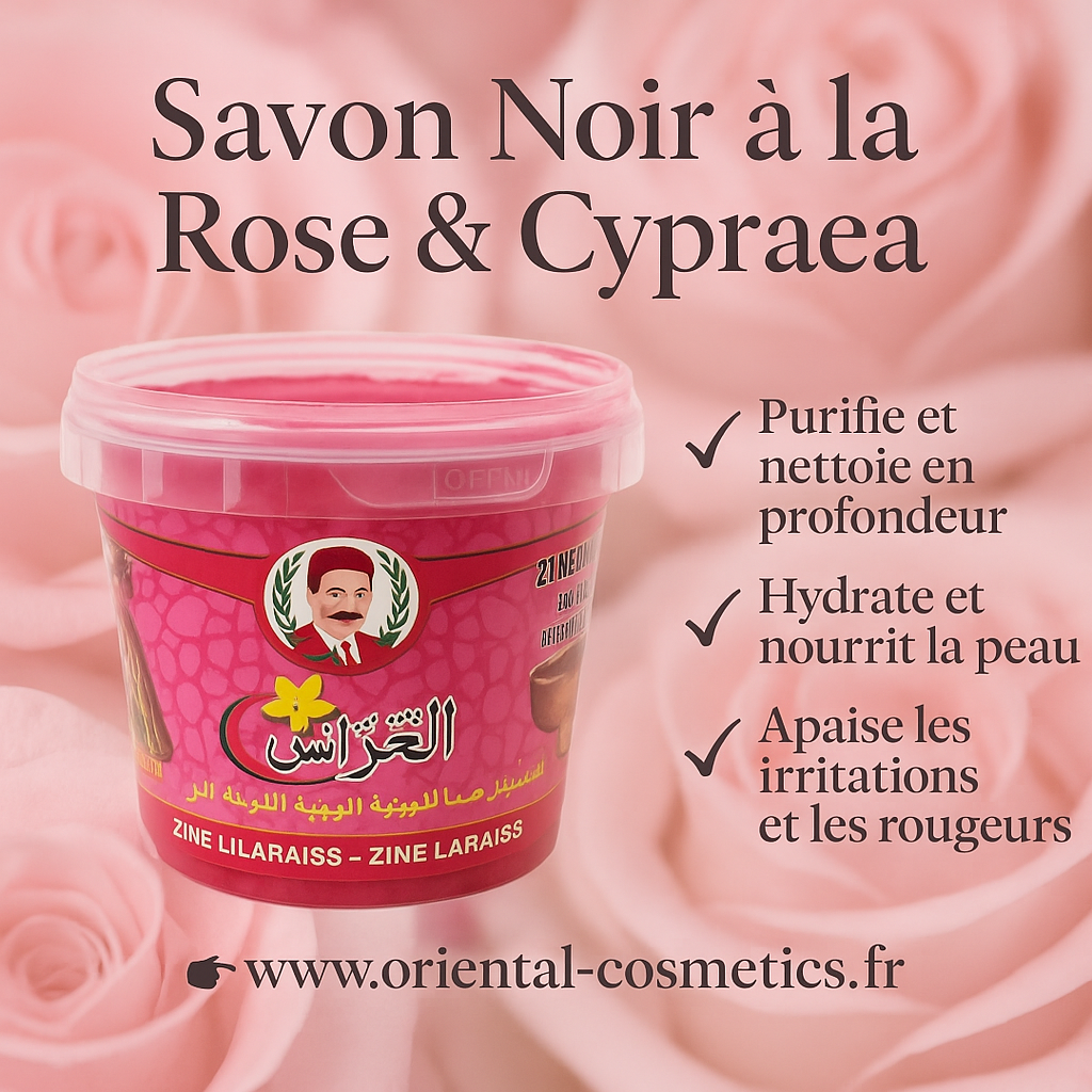Savon Noir ZEIN LILARAIS à la Rose & Cypraea 300g