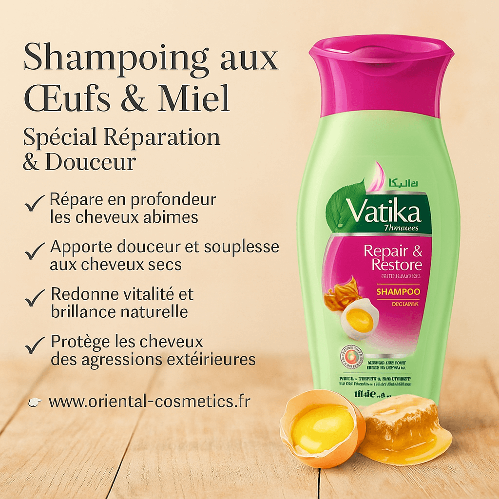 Shampoing aux Œufs & Miel VATIKA – Spécial Réparation & Douceur 200mL