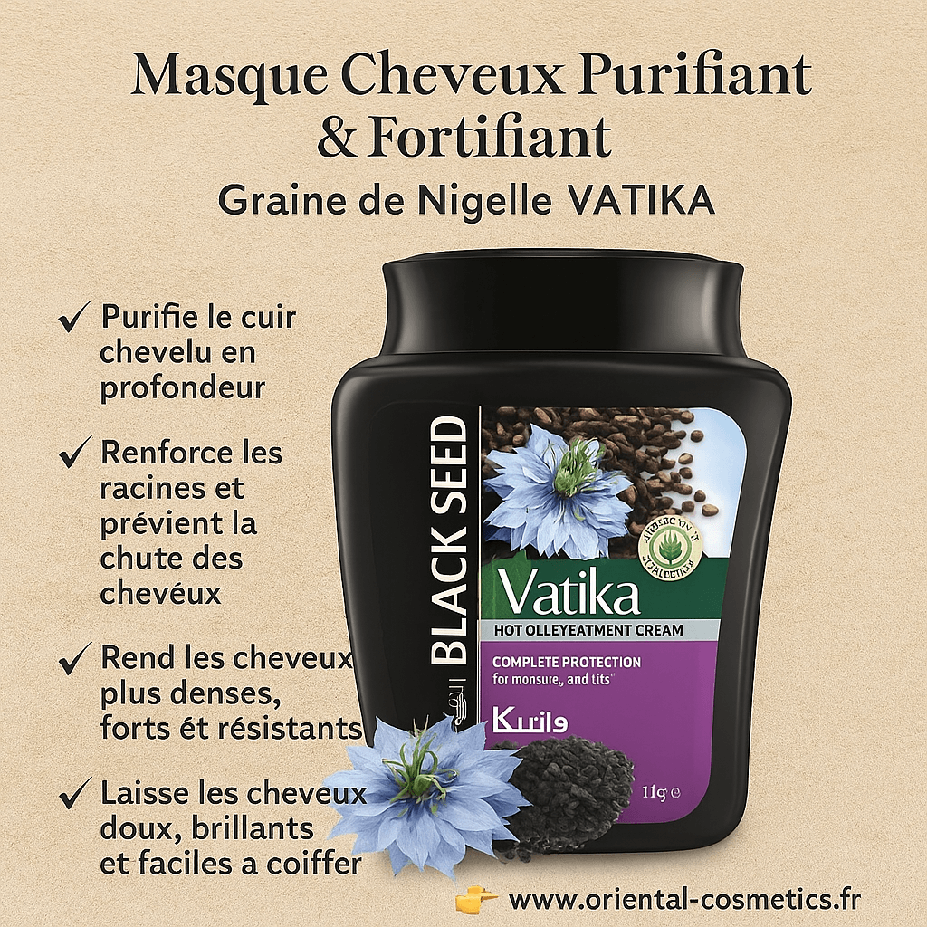 Masque Cheveux Purifiant & Fortifiant – Graine de Nigelle – VATIKA – 500g