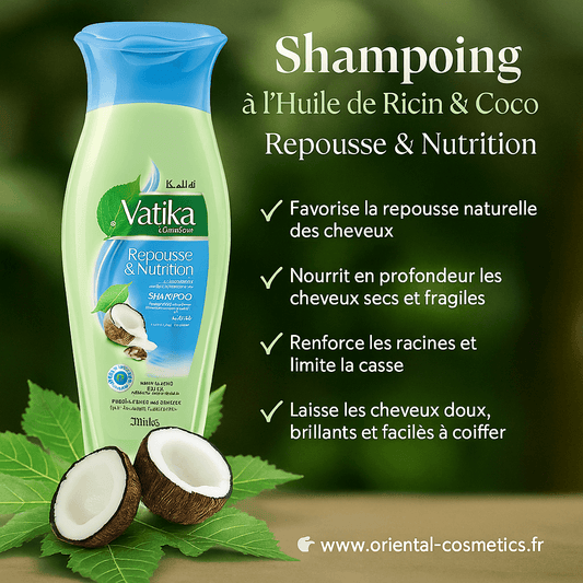 Shampoing à l’Huile de Ricin & Coco VATIKA – Repousse & Nutrition 200mL