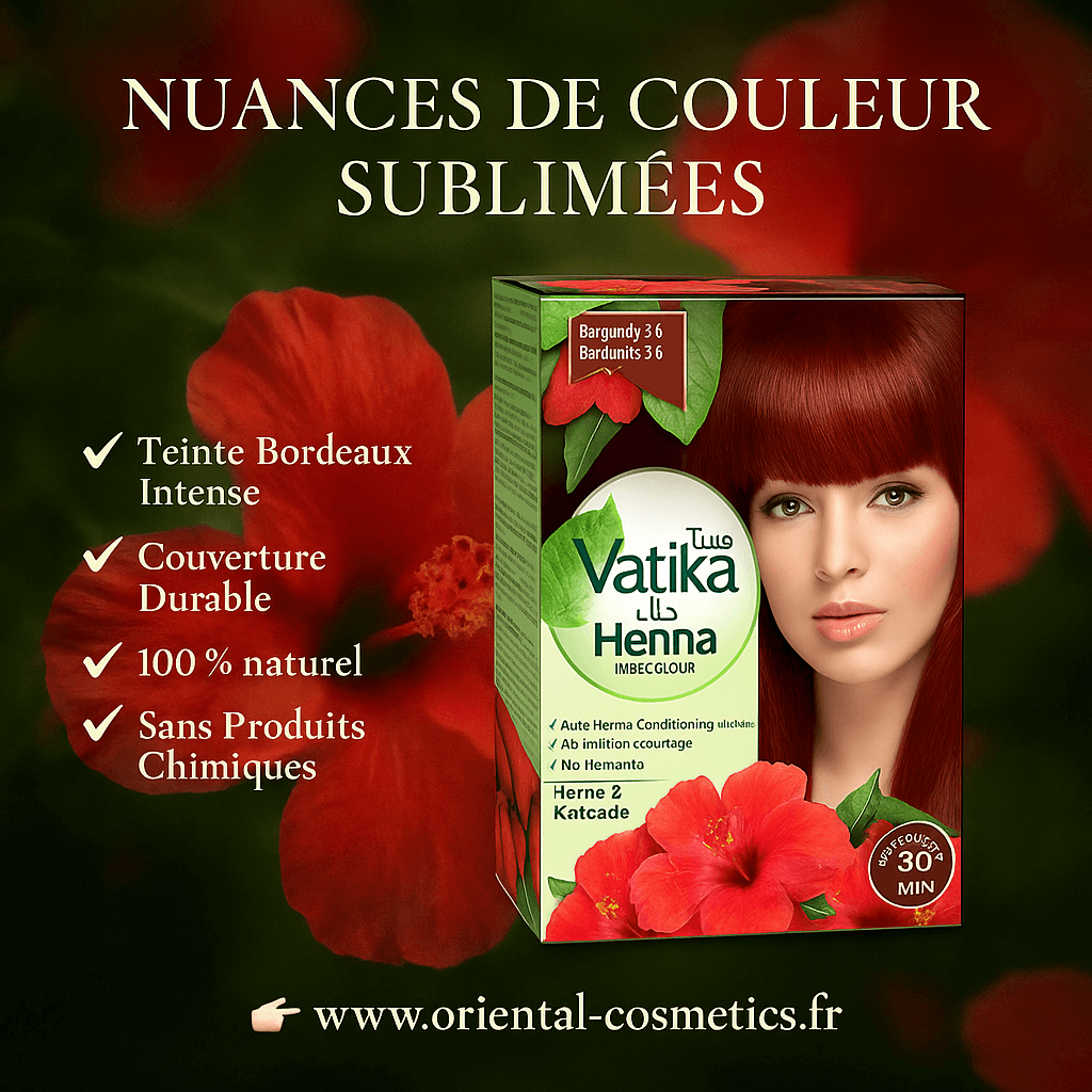 HENNA VATIKA - Coloration pour Cheveux au Henné - Bordeaux 60g