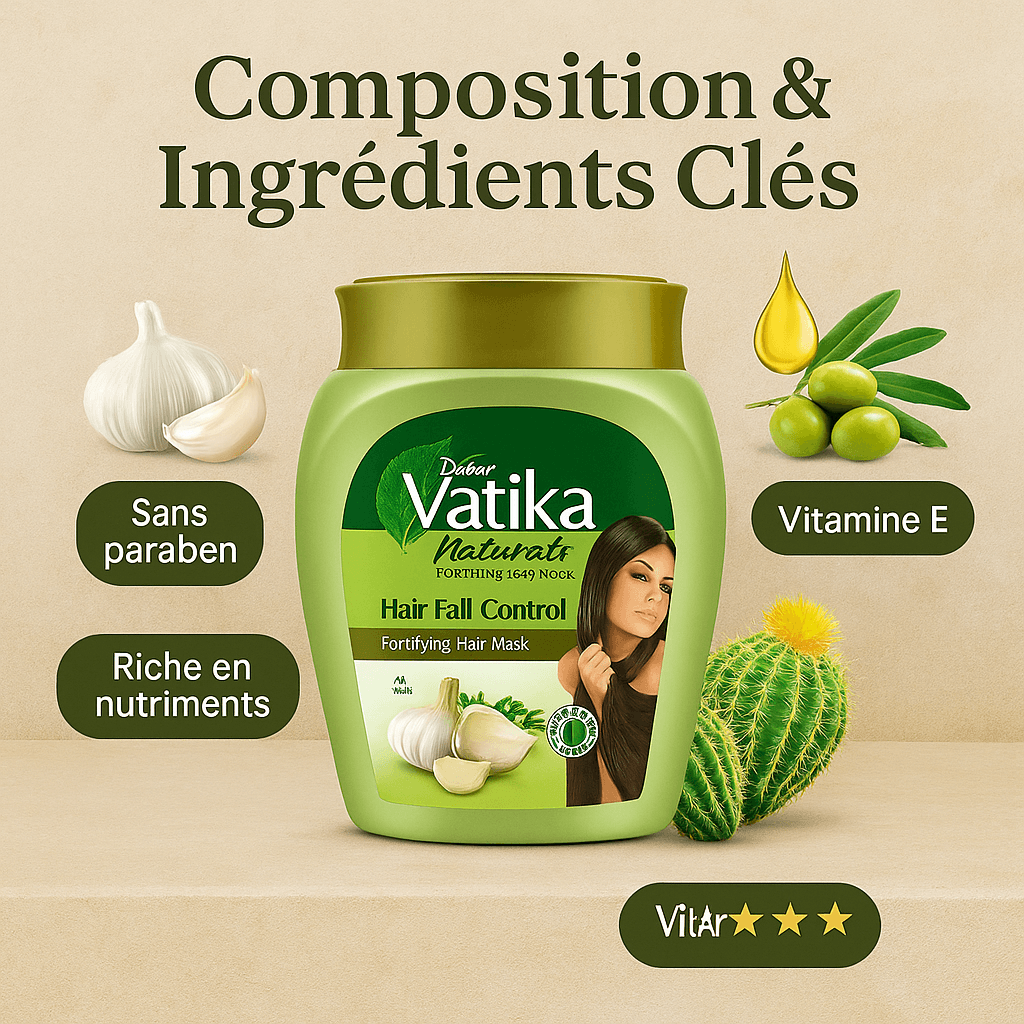 Masque Fortifiant Anti-Chute à l’Ail & Cactus – VATIKA – 500g