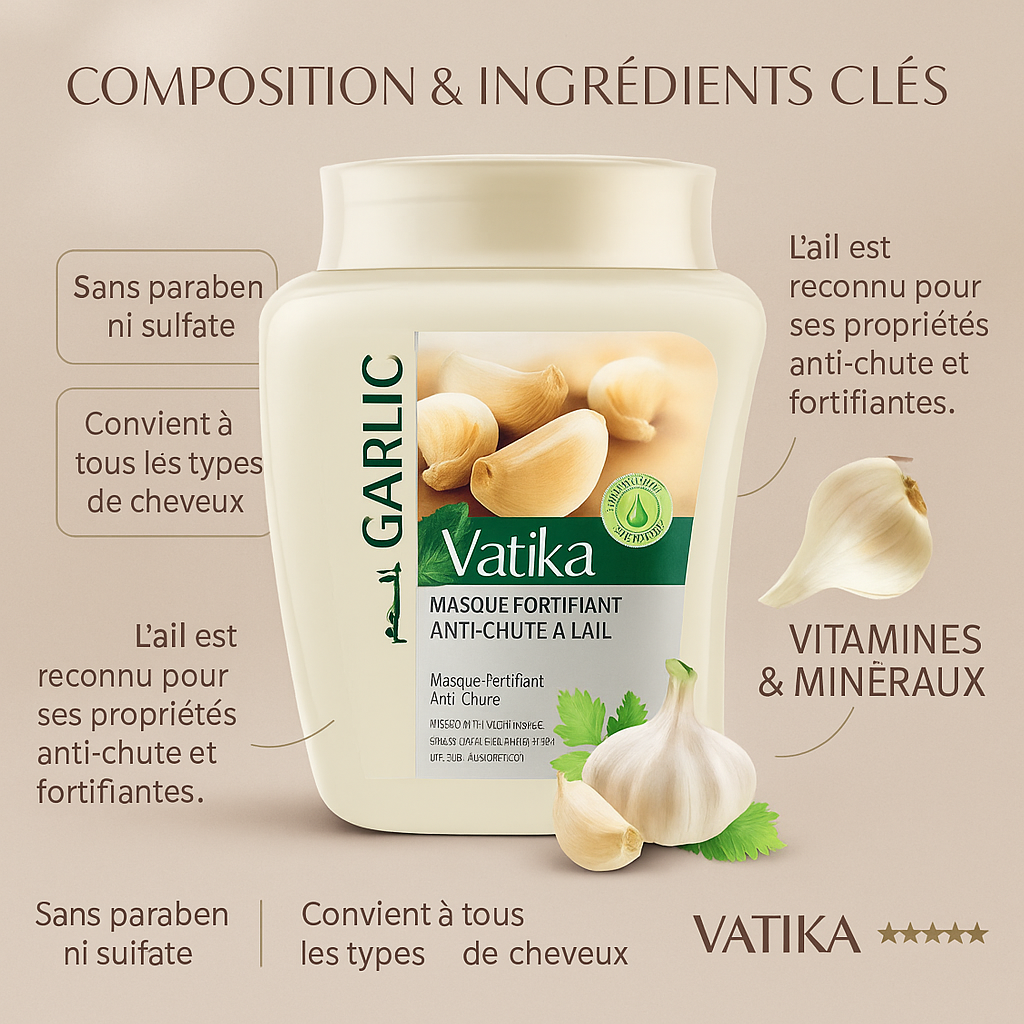 Masque Fortifiant Anti-Chute à l’Ail – VATIKA – 500g