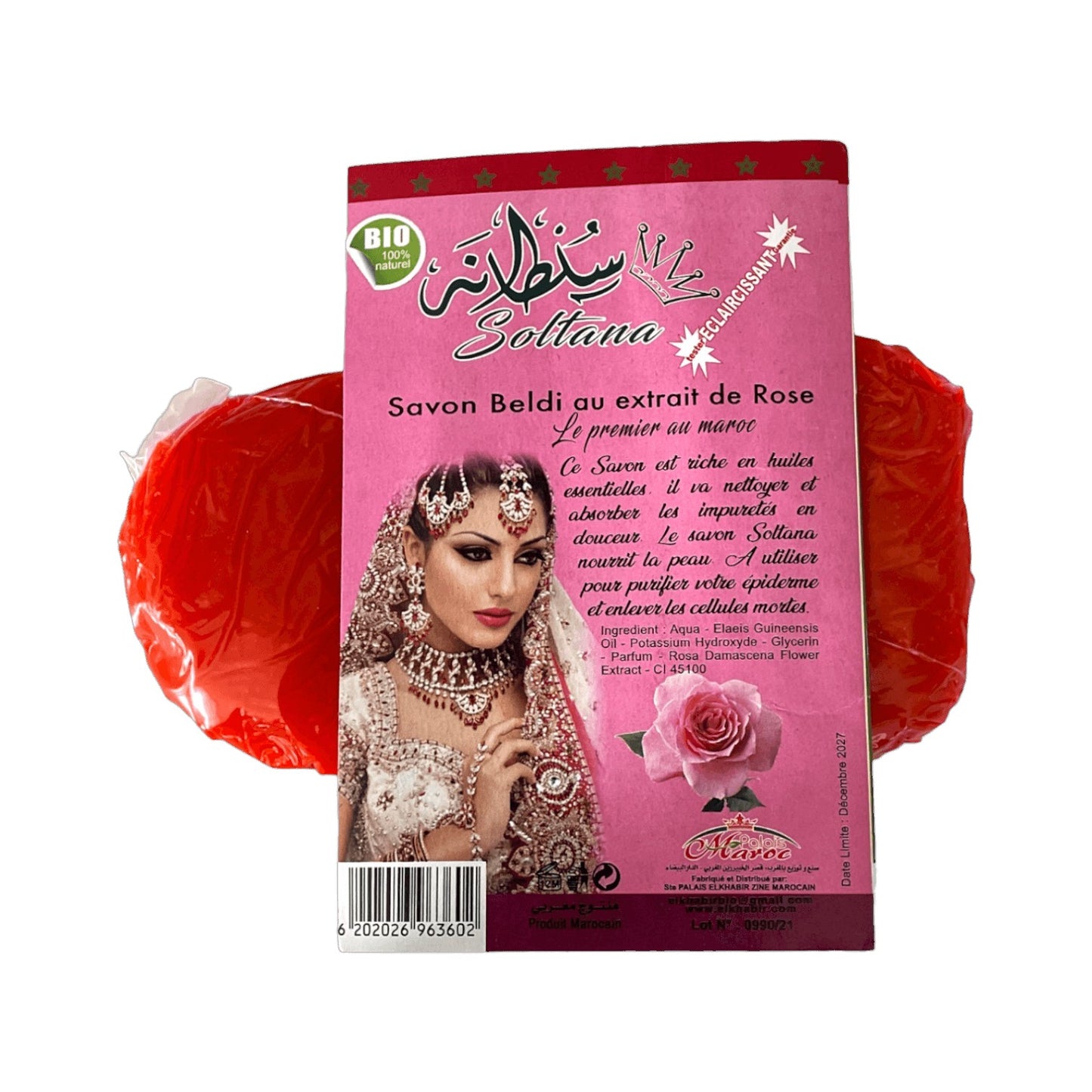 Savon Noir en Sachet BELDI au Extraits de Rose 300g