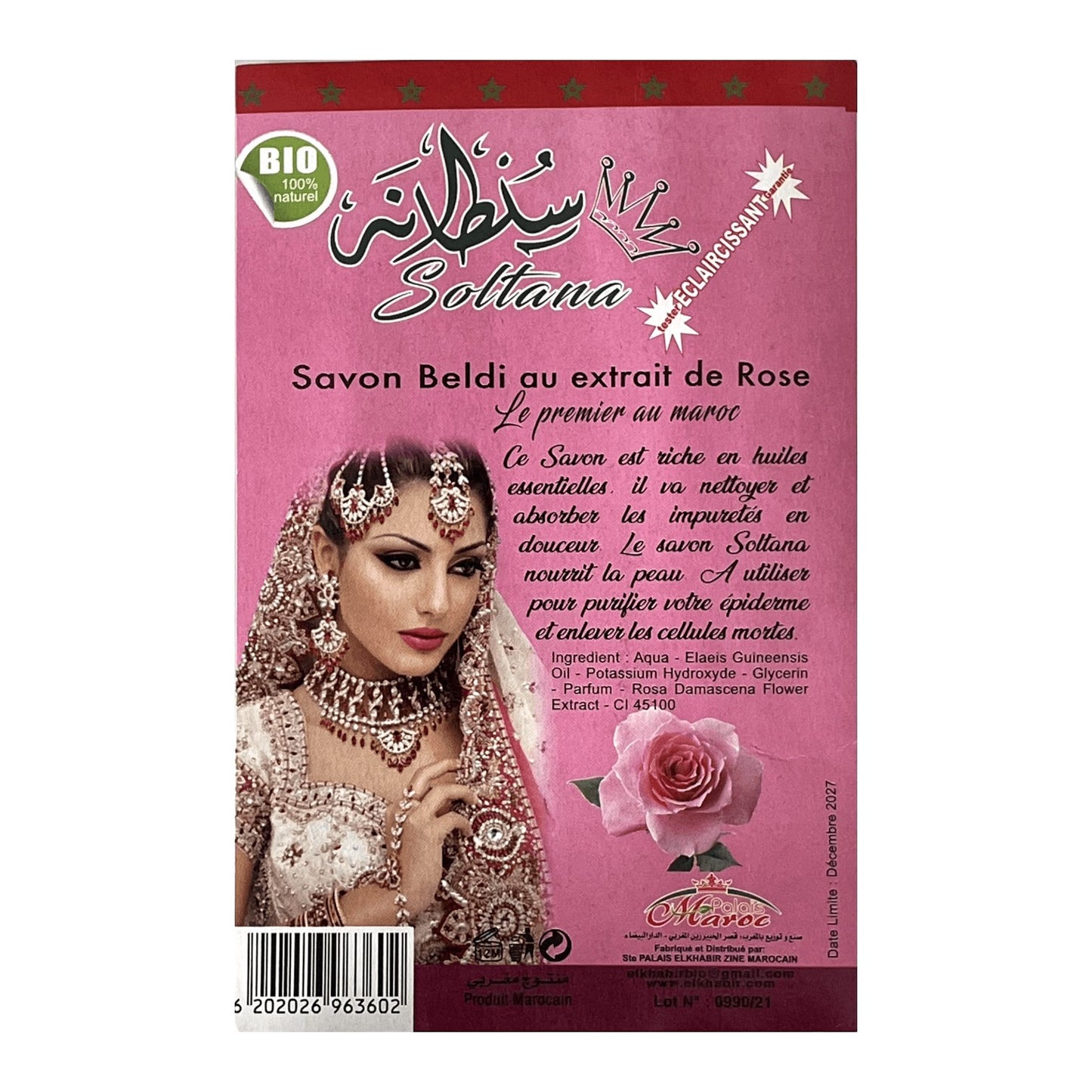 Savon Noir en Sachet BELDI au Extraits de Rose 300g