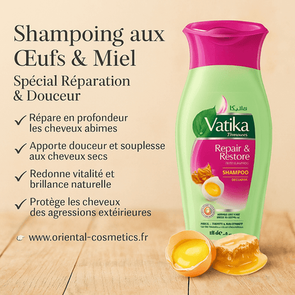 Shampoing aux Œufs & Miel VATIKA – Spécial Réparation & Douceur 200mL