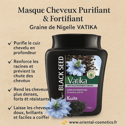Masque Cheveux Purifiant & Fortifiant – Graine de Nigelle – VATIKA – 500g