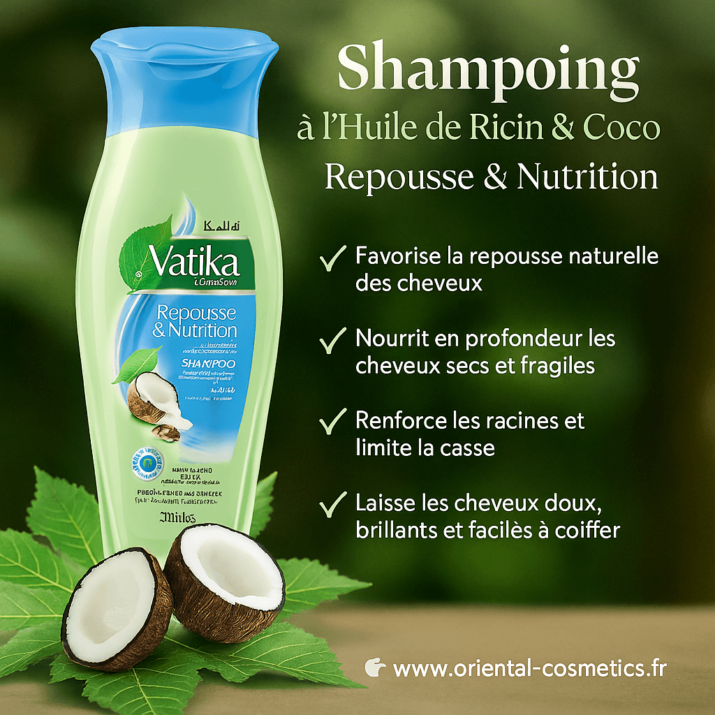 Shampoing à l’Huile de Ricin & Coco VATIKA –  Repousse & Nutrition 200mL