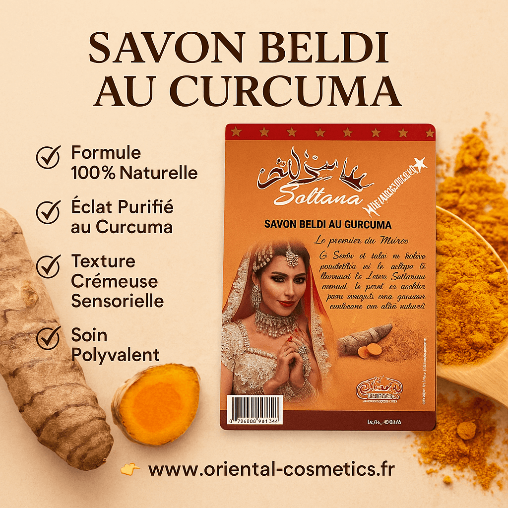 Savon Noir en Sachet BELDI au Curcuma 300g