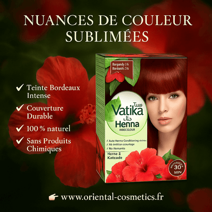 HENNA VATIKA - Coloration pour Cheveux au Henné - Bordeaux 60g