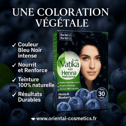 HENNA VATIKA - Coloration pour Cheveux au Henné - Bleu Noir 60g