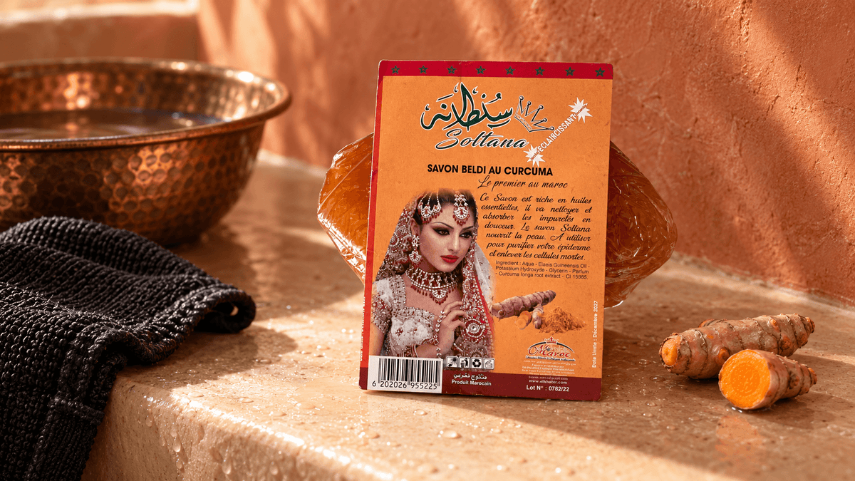 Savon Noir en Sachet BELDI au Curcuma 300g