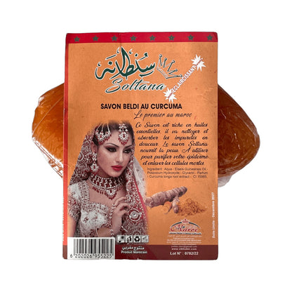 Savon Noir en Sachet BELDI au Curcuma 300g